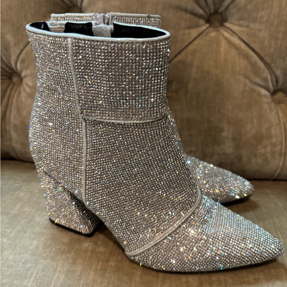 Sparkling Silver Ankle Boots